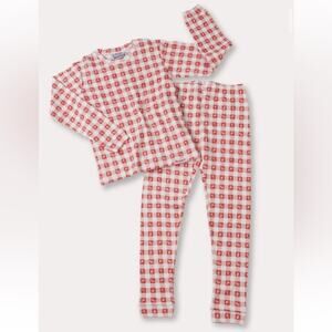 Portillo’s Pajama Set Red Checkered Thermal Long Sleeve Top & Pants kids size M